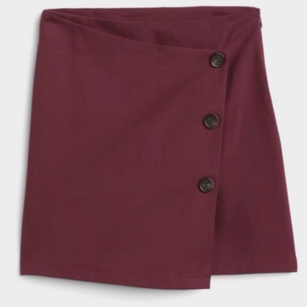Vero Moda Deep Purple Button-Front Mini Wrap Skirt